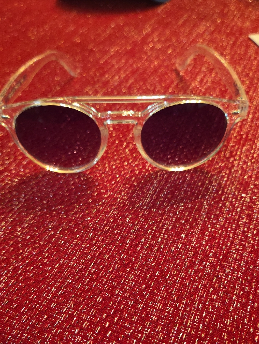 Clear Framed Transparent Round Sunglasses with Dark Lenses